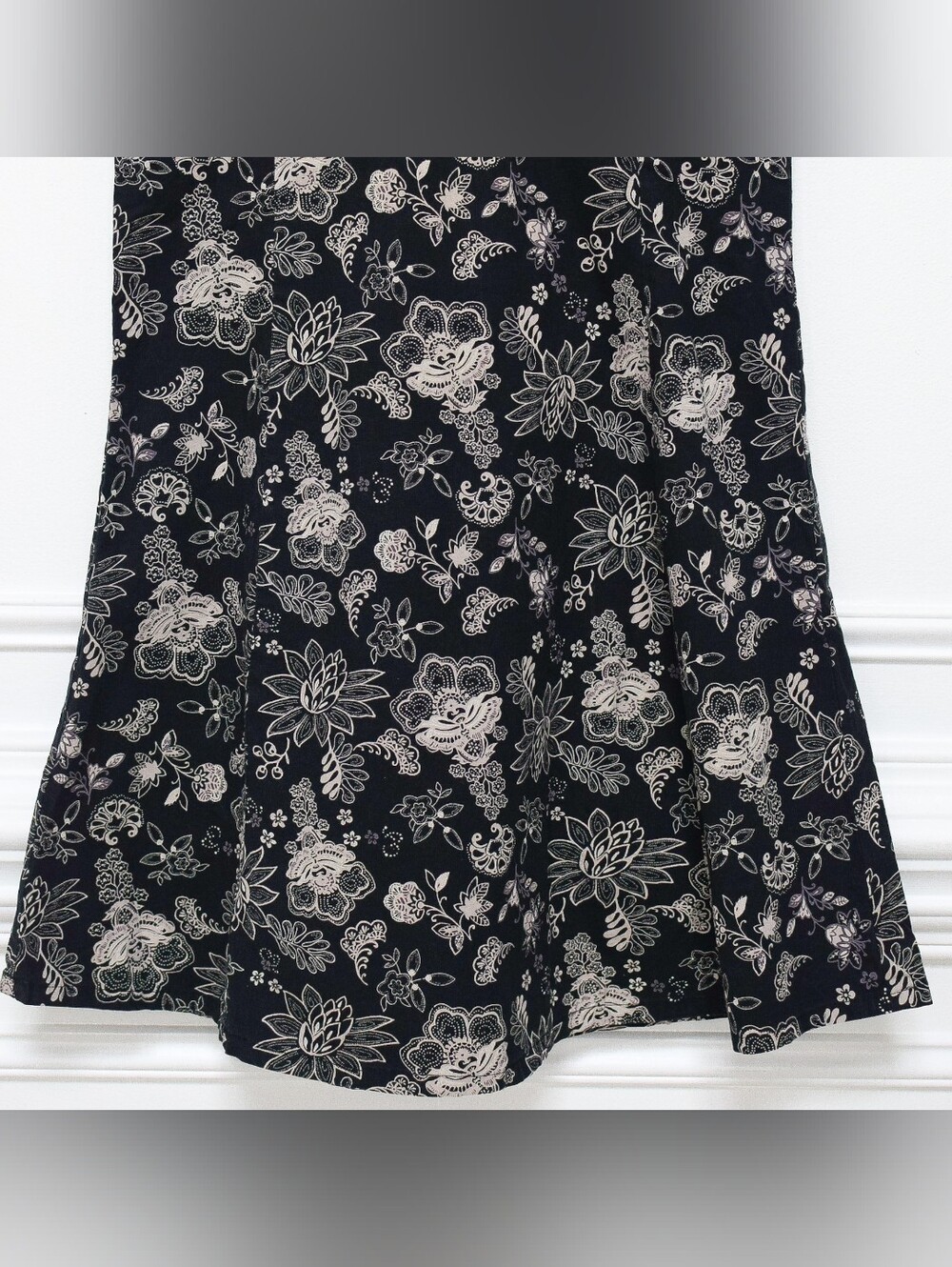Vintage 90s Black Floral Mini Dress Size M Fairy Dark Coquette - Picture 4 of 6